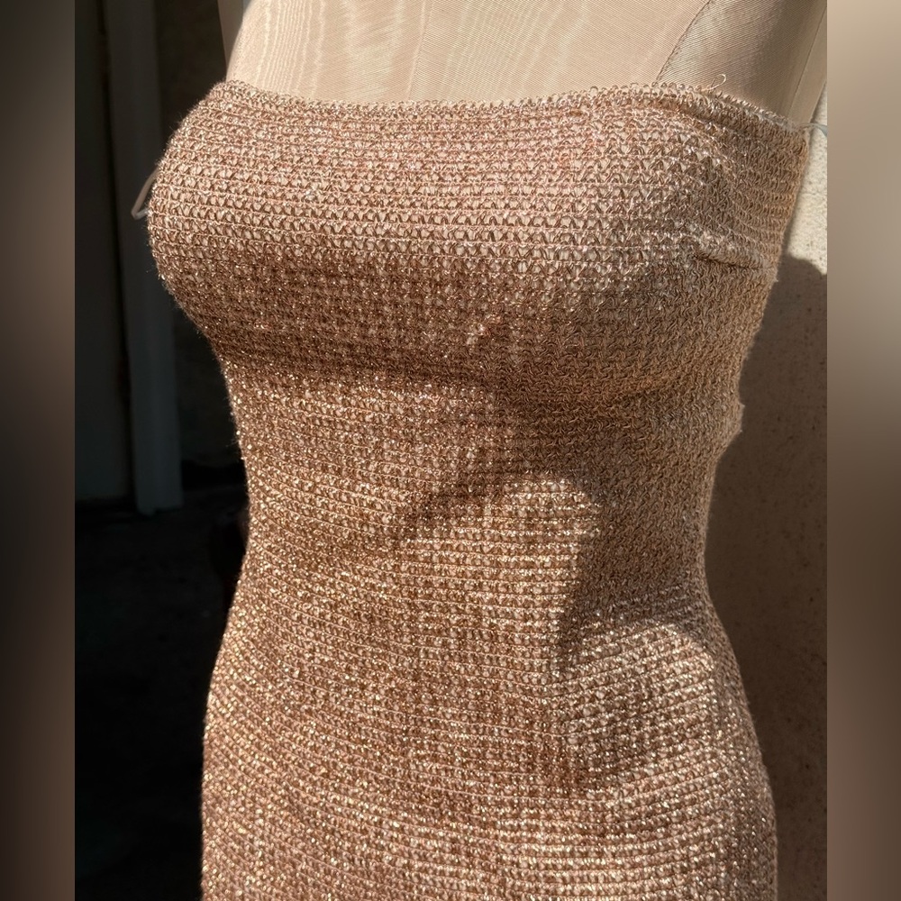 WOW Couture Gold Strapless Sheath Cocktail Dress NWT